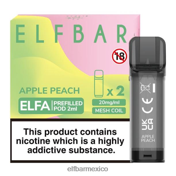 cápsula precargada elfbar elfa - 2 ml - 20 mg (paquete de 2) D00JP116 durazno manzana