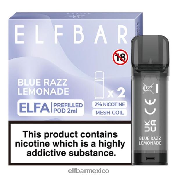 cápsula precargada elfbar elfa - 2 ml - 20 mg (paquete de 2) D00JP119 limonada azul razz