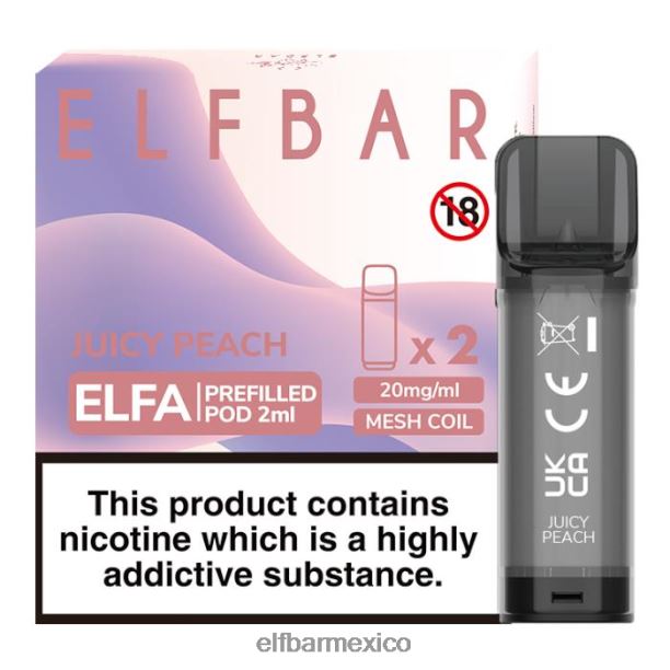 cápsula precargada elfbar elfa - 2 ml - 20 mg (paquete de 2) D00JP125 Durazno jugoso