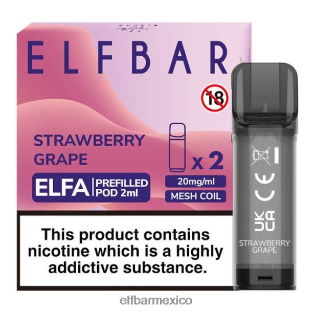 cápsula precargada elfbar elfa - 2 ml - 20 mg (paquete de 2) D00JP130 uva fresa