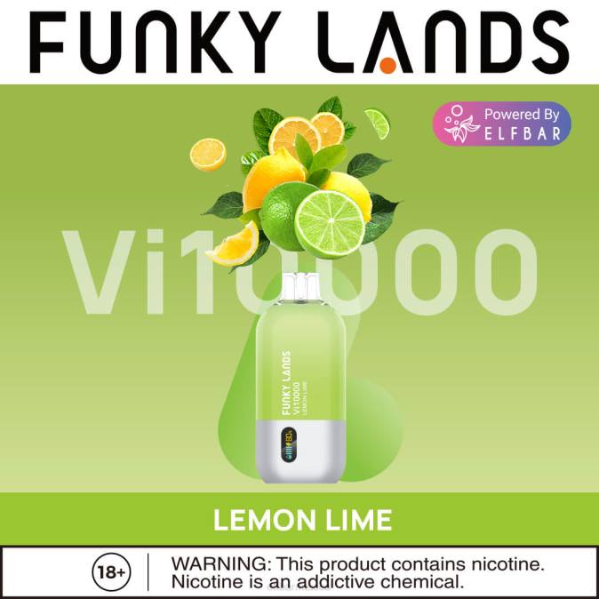 Funky Lands desechables vape vi10000 bocanadas Lima Limon ELFBAR B0ZZ164