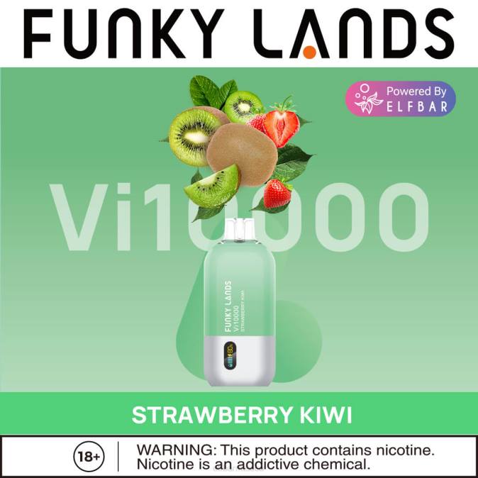 Funky Lands desechables vape vi10000 bocanadas kiwi fresa ELFBAR B0ZZ161