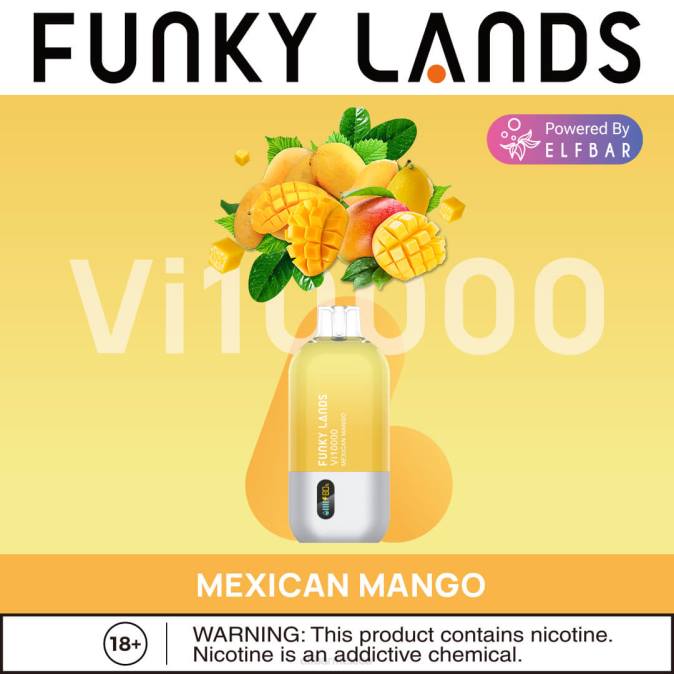Funky Lands desechables vape vi10000 bocanadas mango mexicano ELFBAR B0ZZ166
