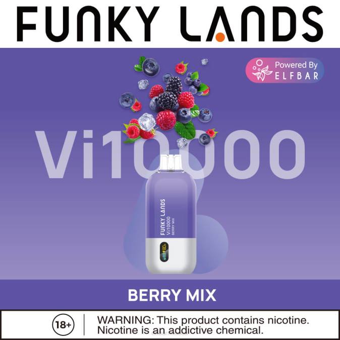 Funky Lands desechables vape vi10000 bocanadas mezcla de bayas ELFBAR B0ZZ159