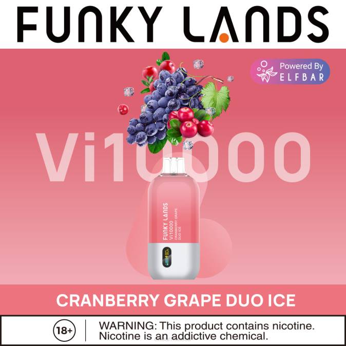 funky lands mejor sabor vape desechable vi10000 serie helada hielo dúo de uva y arándano ELFBAR B0ZZ156