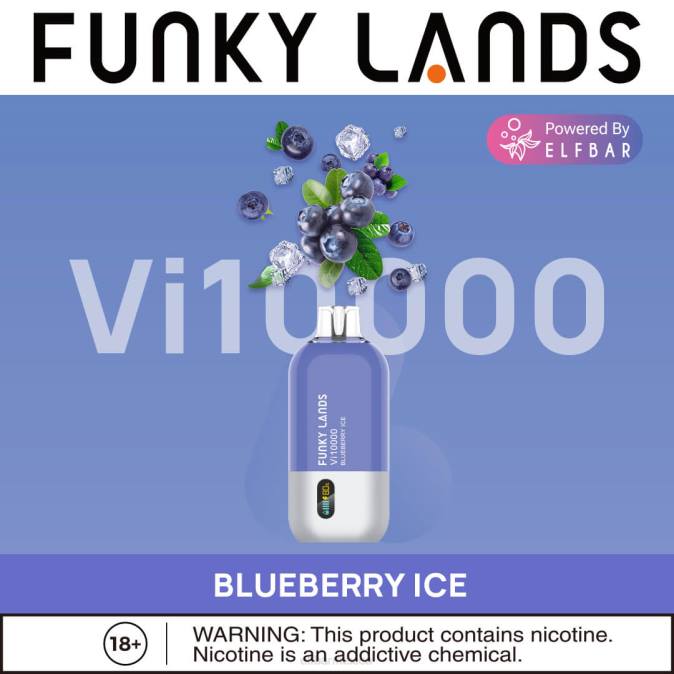funky lands mejor sabor vape desechable vi10000 serie helada hielo de arándanos ELFBAR B0ZZ151